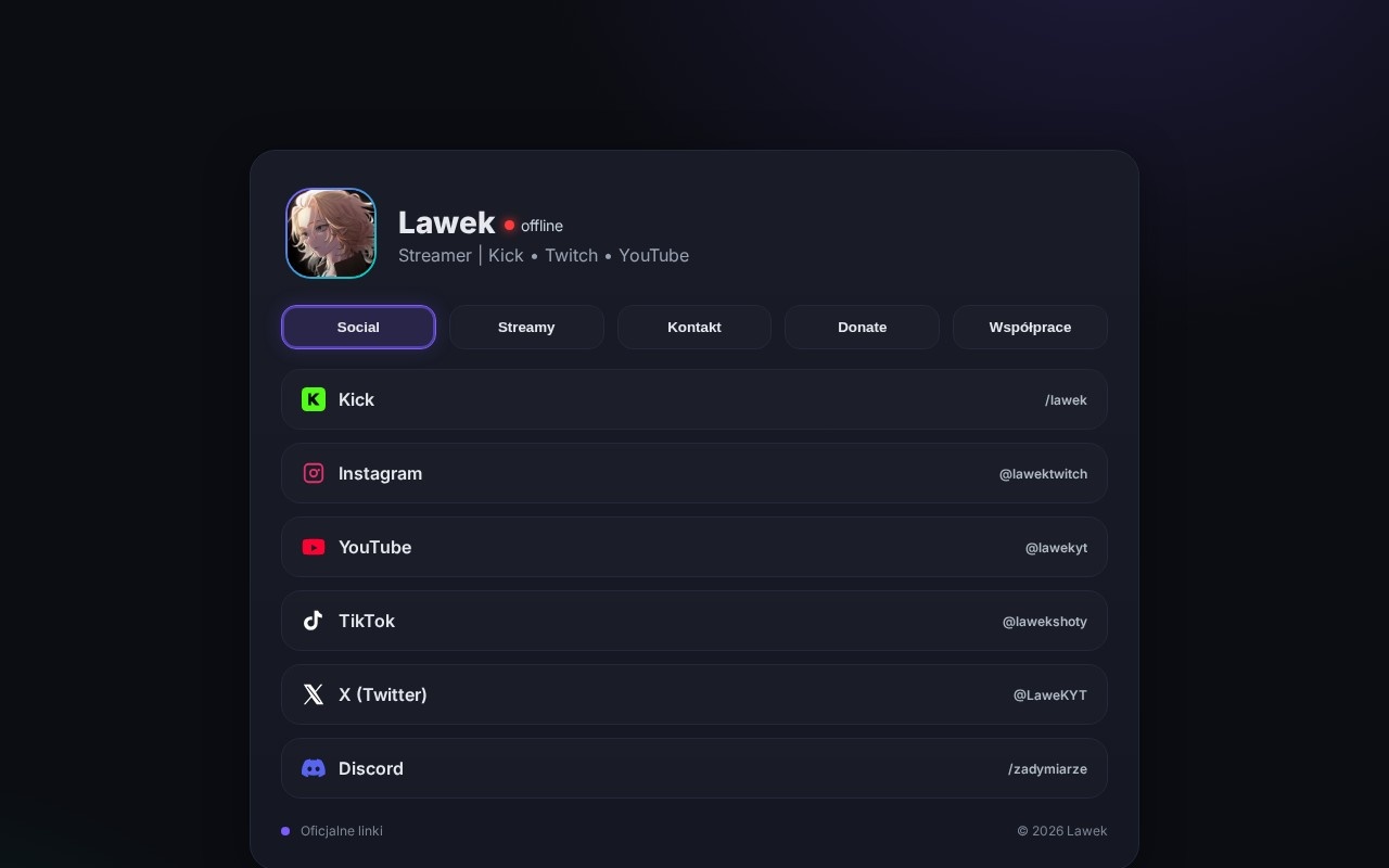 Landing Page Tabs — link hub z zakładkami